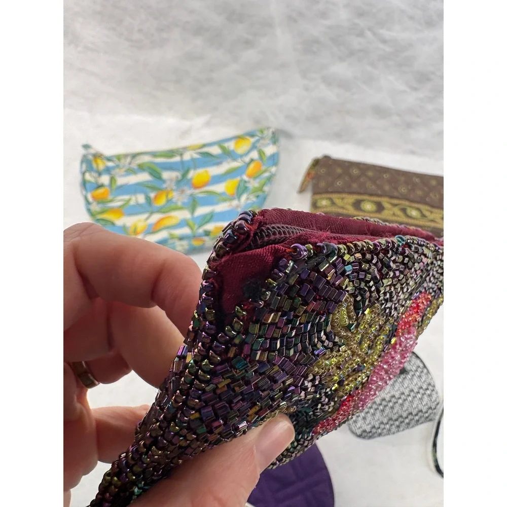 Vera Bradley Somersby QALO Mixed Accessory Lot Cosmetic Bags ID Lanyard 7pc